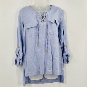 ELLEN TRACY High Low Linen Top 0151